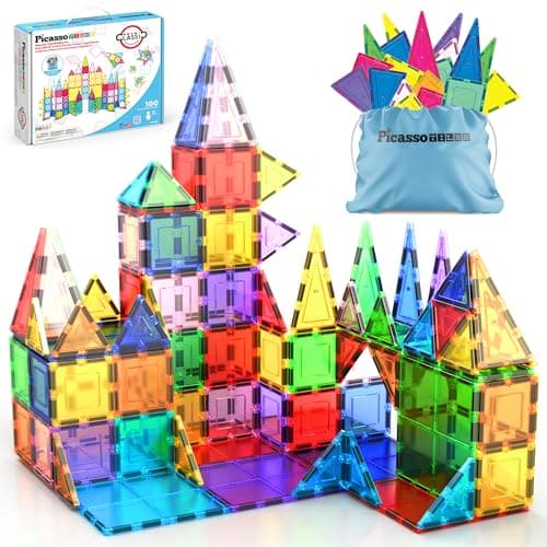PicassoTiles 100 Piece Magnetic Tile Set