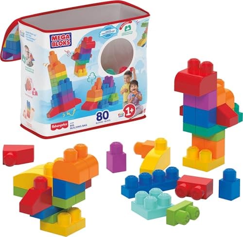 MEGA MEGA BLOKS First Builders Big Building Bag, 80 Pieces