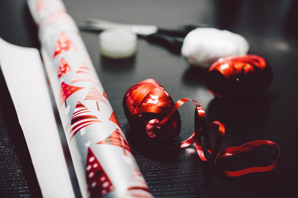 A science-themed gift with wrapping paper
