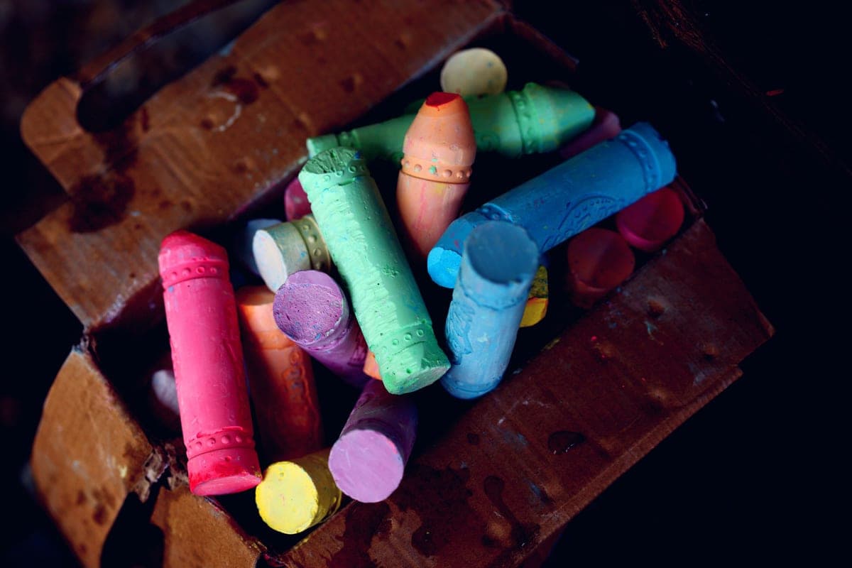 Children's craft materials and a project box