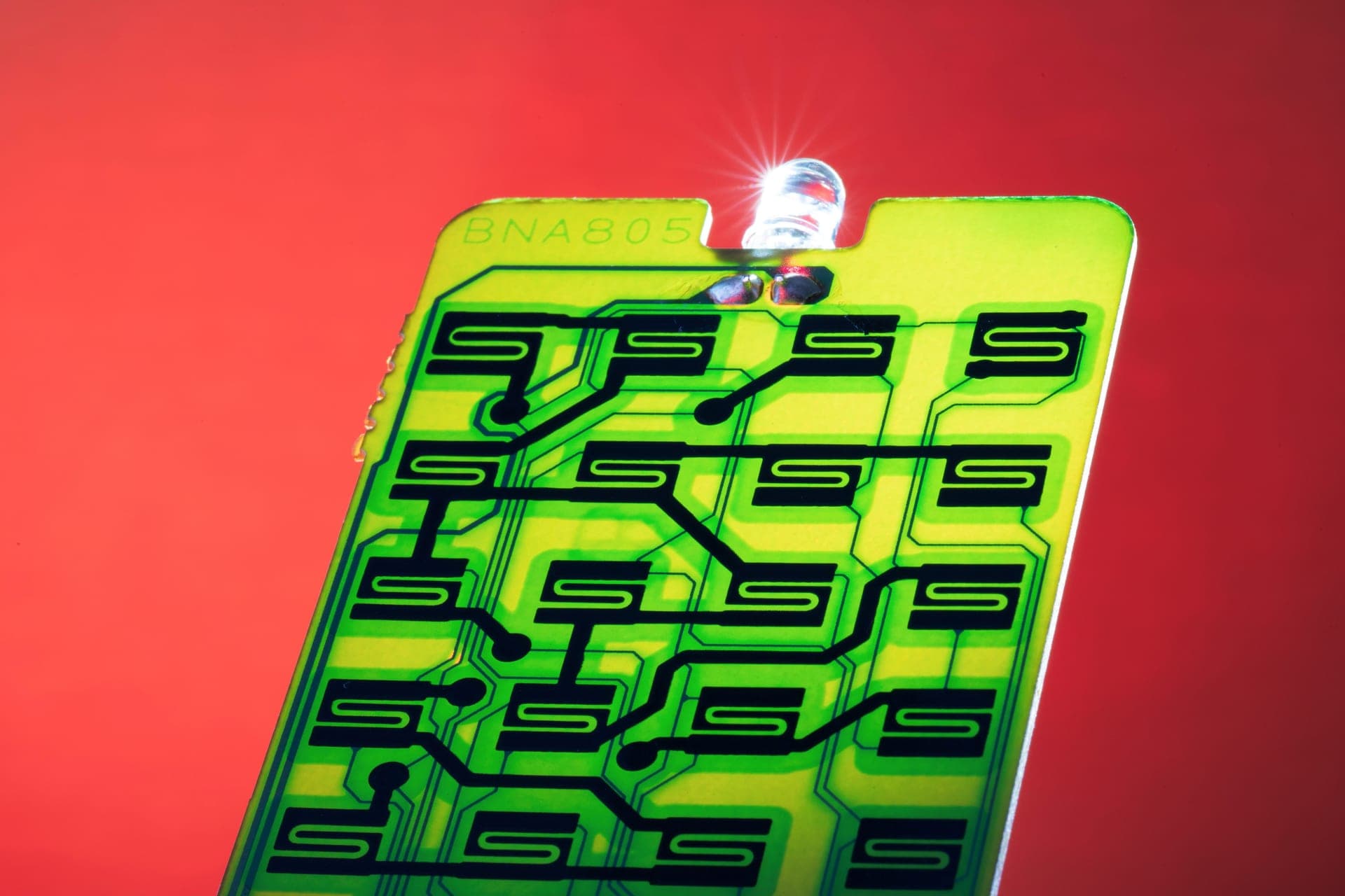 A glowing LED electronics puzzle