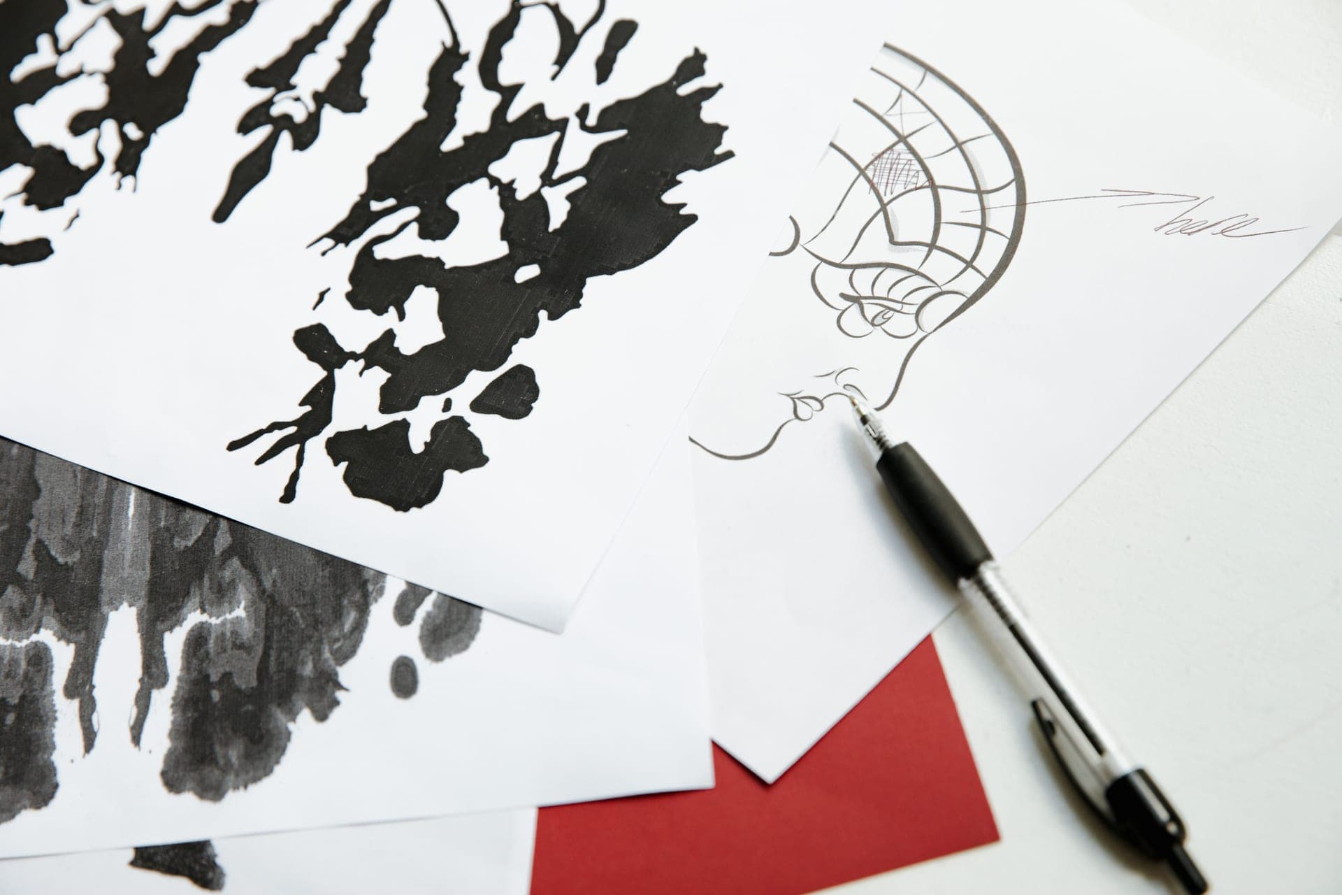 Ink drawings on paper with a pen