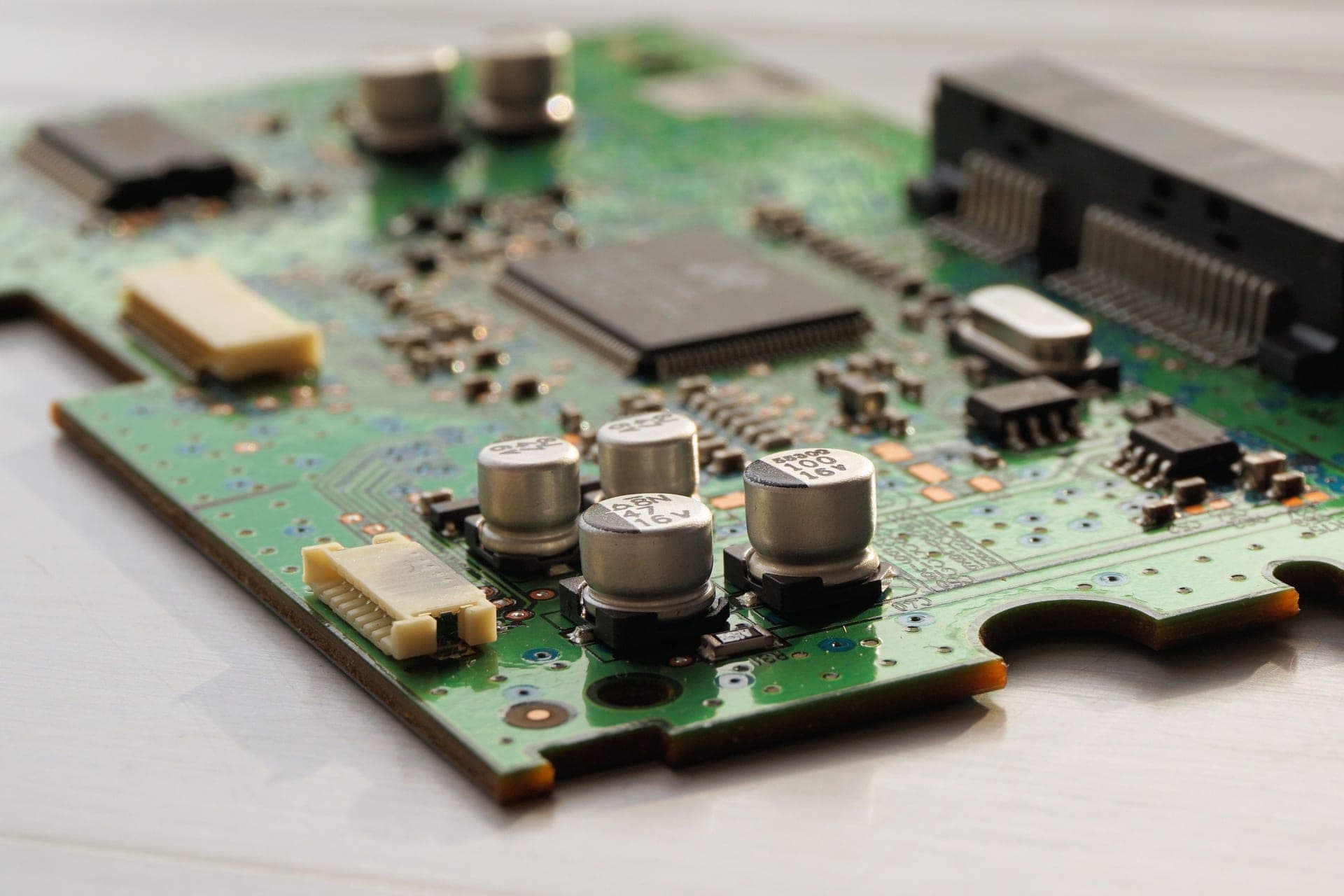 Electronic components arranged on a board